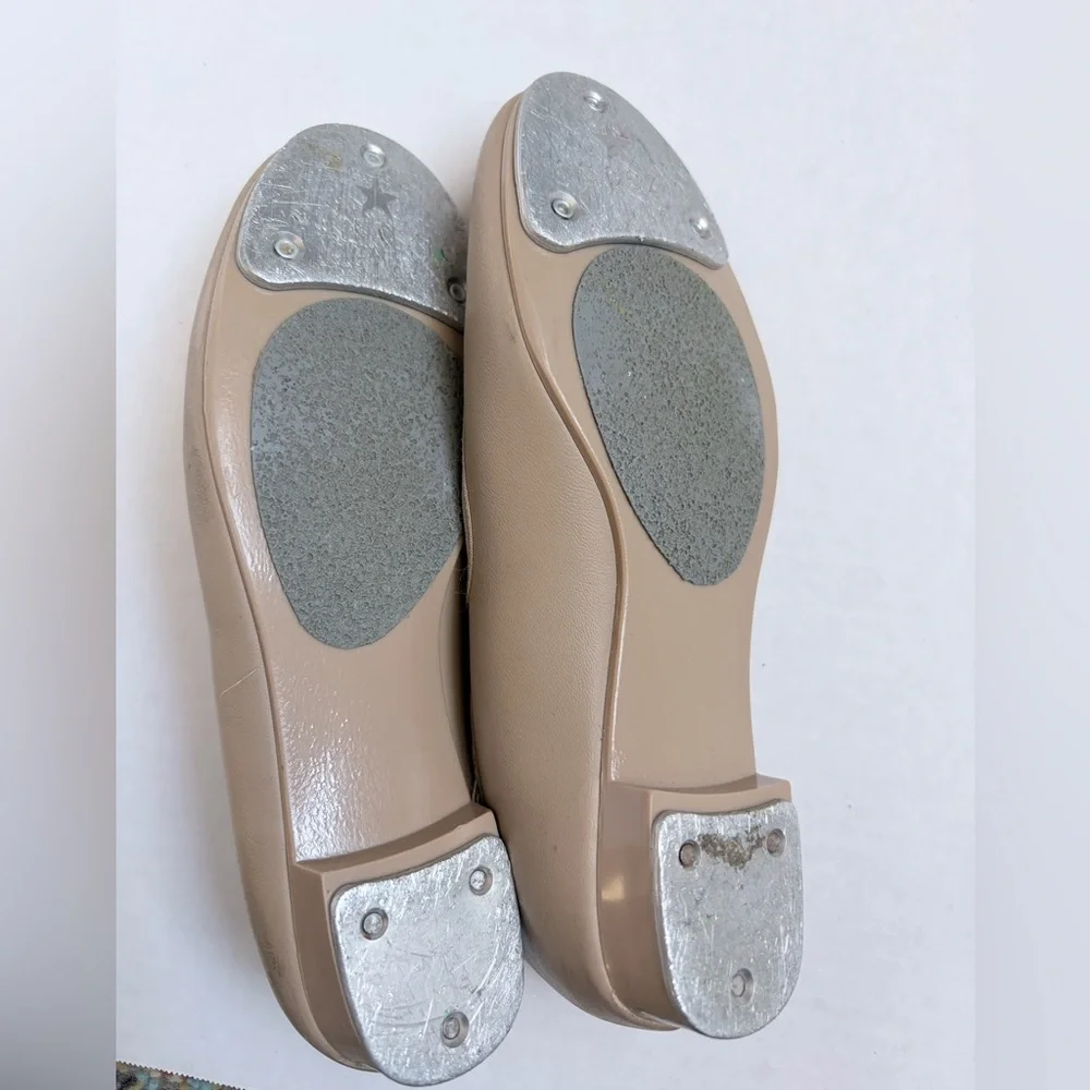 Capezio Kids Beige Shuffle Tap Shoes ~Size 3.5 See Measurements